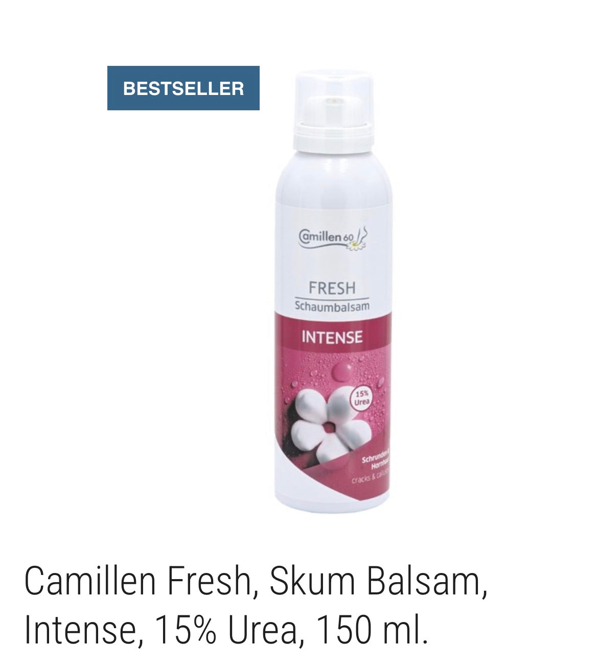 Camillen Fresh, Skum Balsam, Intense, 15% Urea, 150 ml.